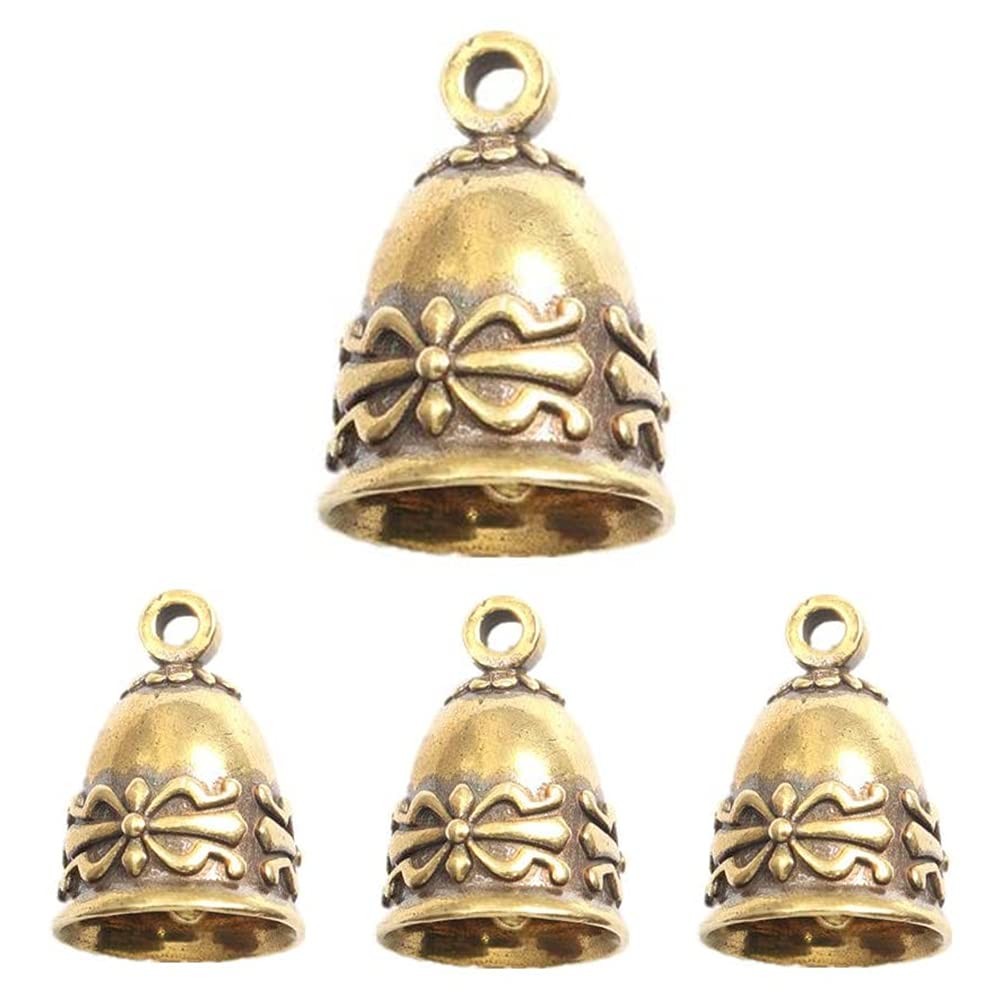 4 Pcs Small Bells Vintage Brass Hanging for Home Decorations Copper