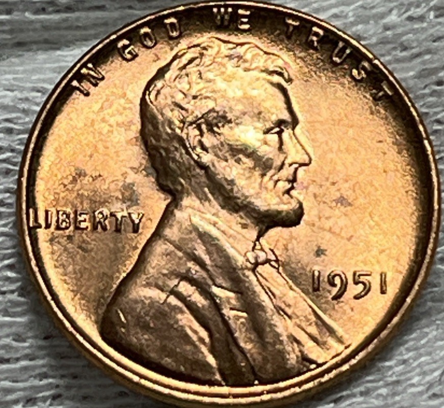 1951 Lincoln Wheat Penny Errors Die Clash Uncirculated