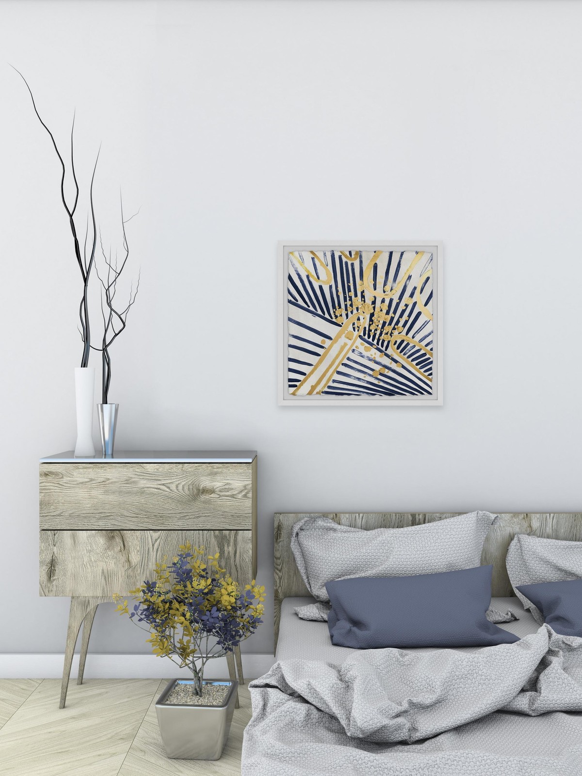 Marmont Hill Palm Tree in Blues Framed Painting Print 12" x 12"