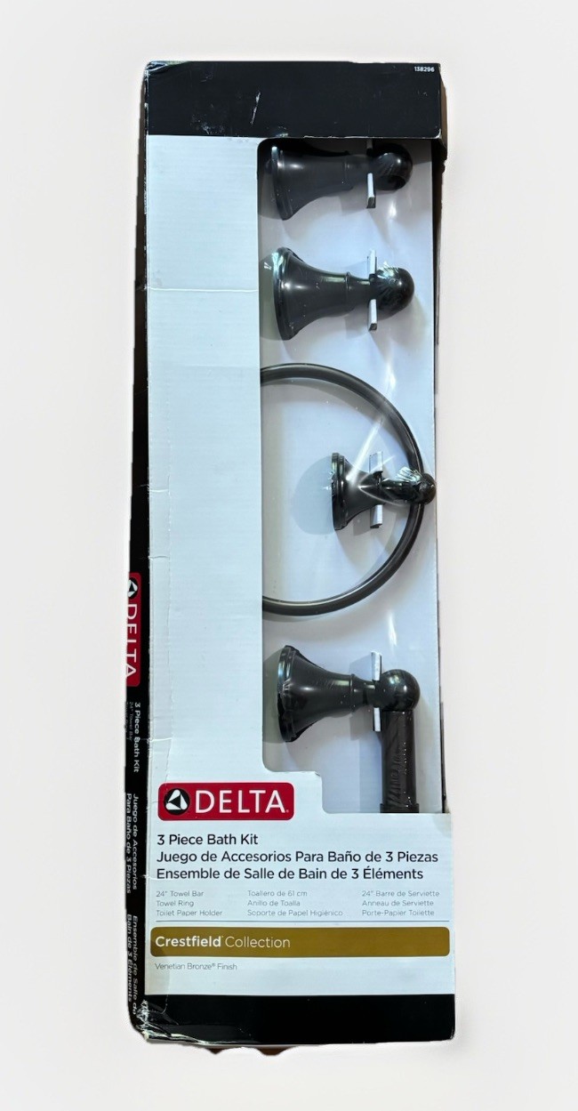 Delta Crestfield 3-Piece Bath Kit in Venetian Bronze 138296 NIB