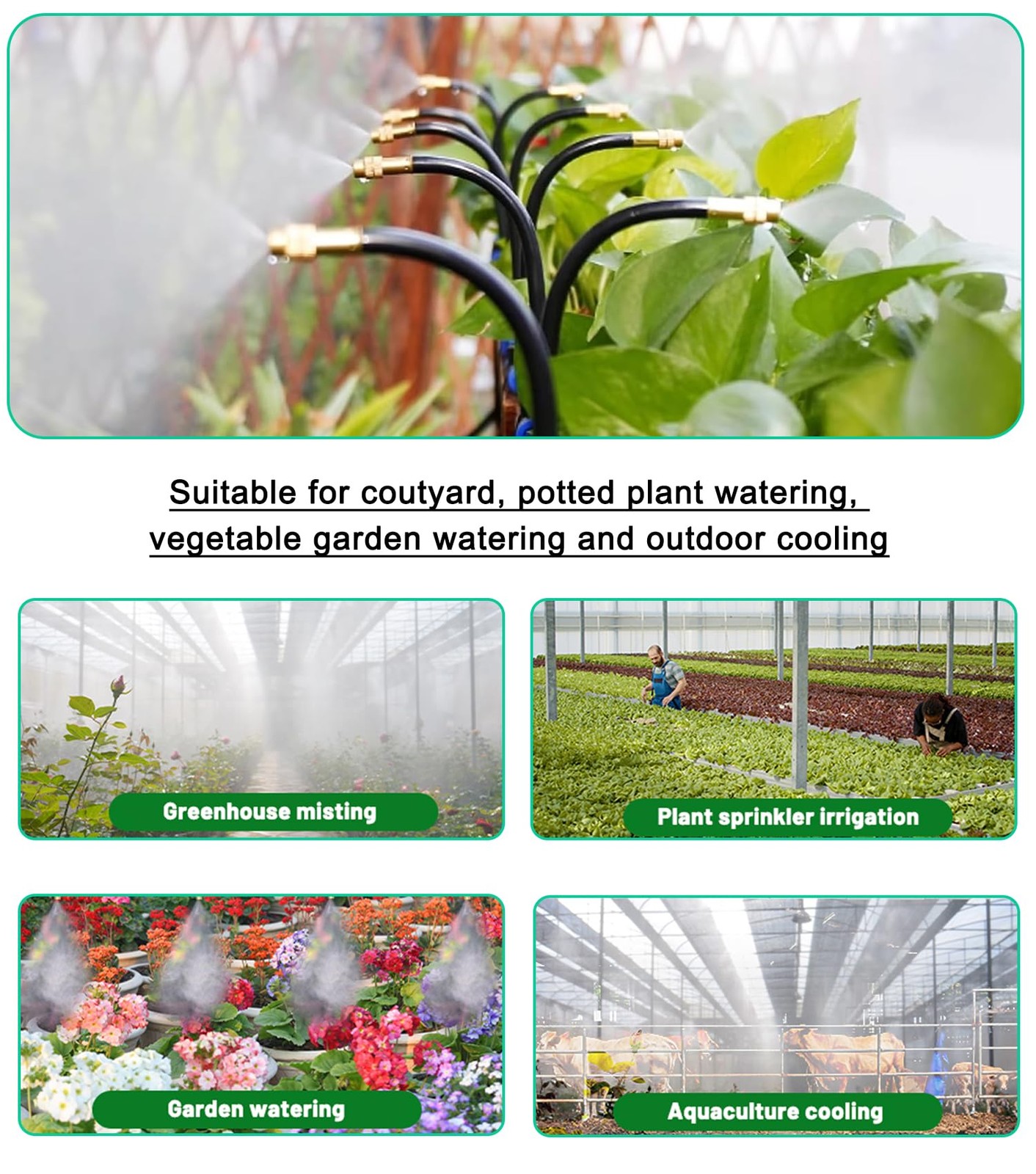 360° Adjustable Drip Irrigation System for Garden, 49FT Greenhouse