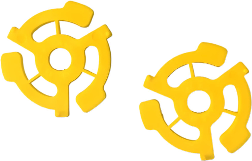 45 RPM 7" Record Easy Snap-In Insert Yellow Plastic Adapter (2)