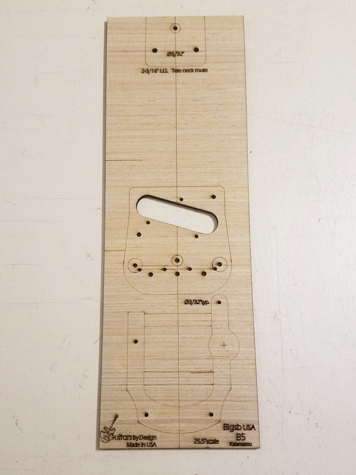 Tele Bridge Plate Bigsby Drill Pattern Hole Template Guitar Vibrato B5