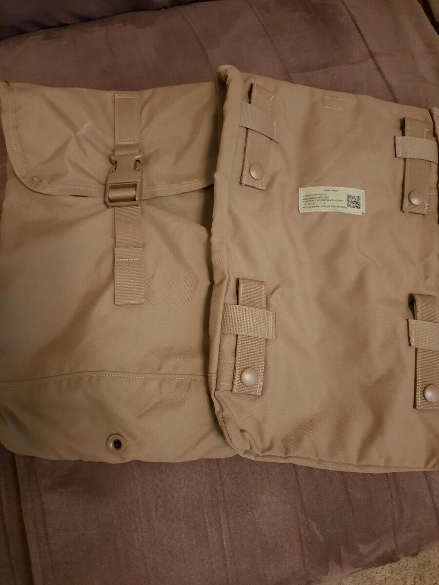 2 Pack - USGI MOLLE Hydration Pouch Pack USMC FILBE 100oz. COYOTE - NEW