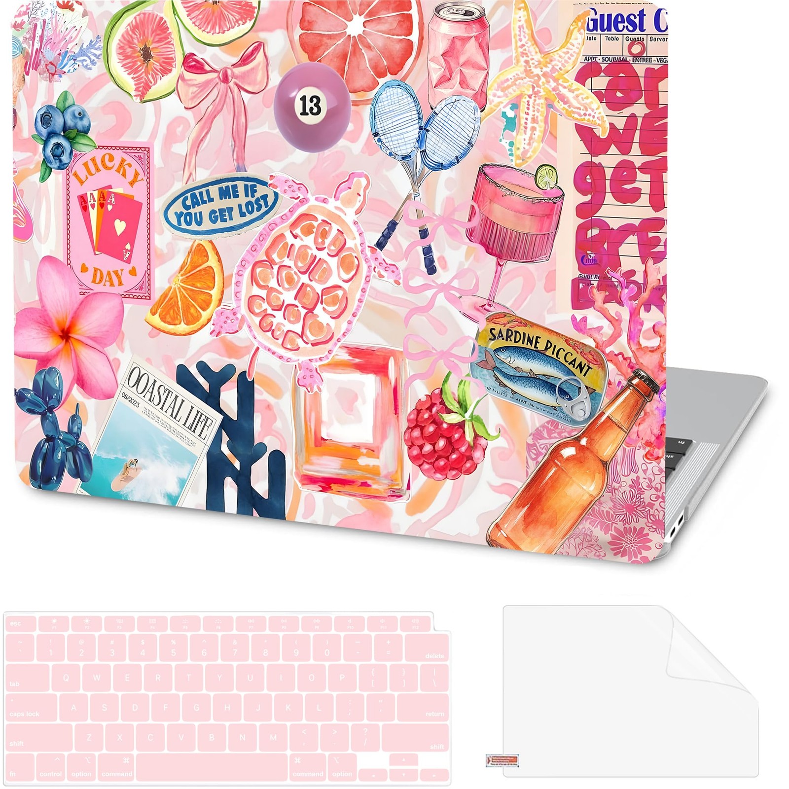 Pattern Case for MacBook 13 inch Case M1 Chip 2021-2018, SumPink