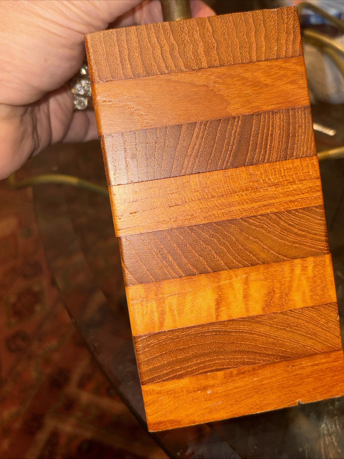 Mid Century Wooden Block Lamp Working