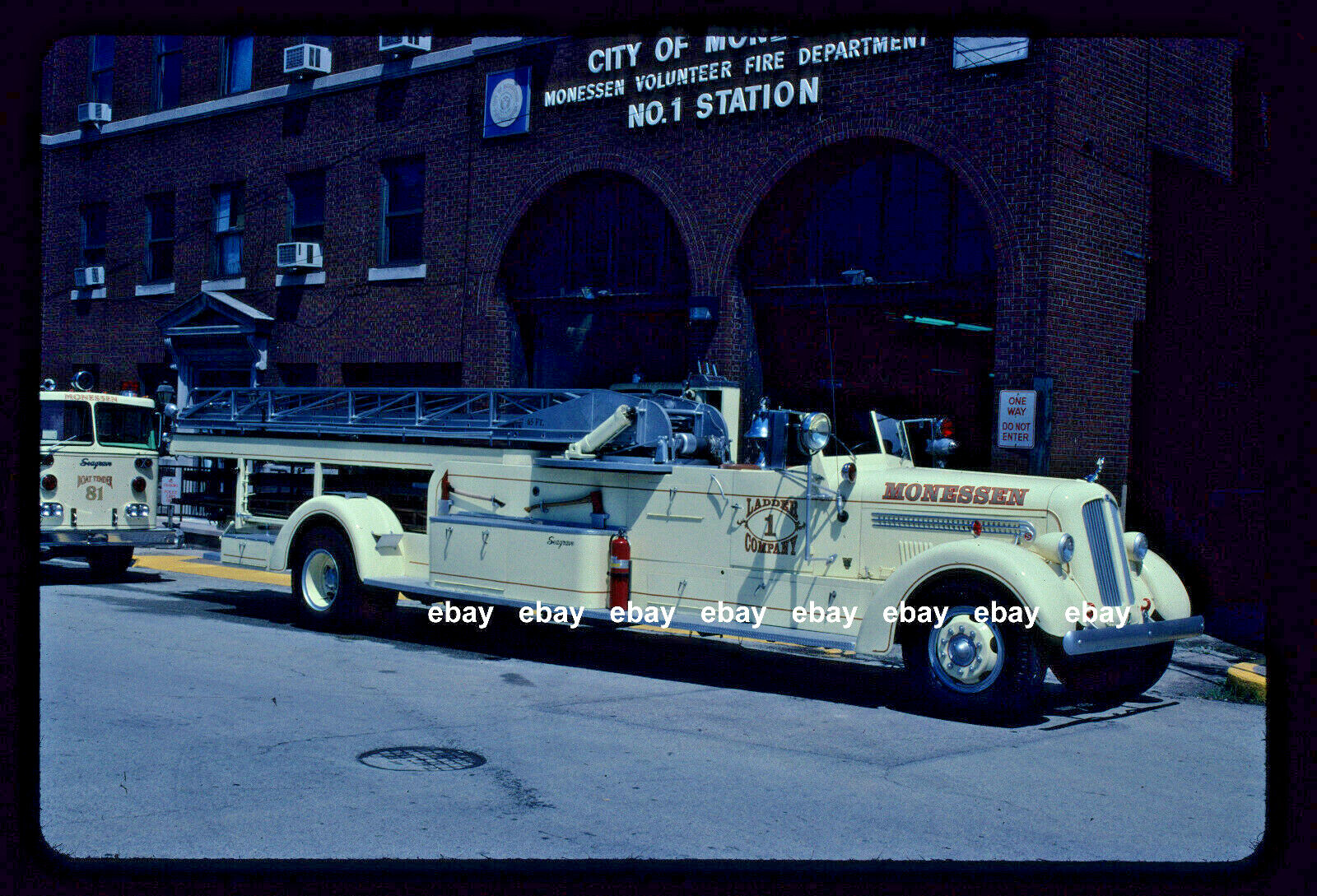 Monessen PA 1942 Seagrave 65' Aerial Fire Apparatus Slide .