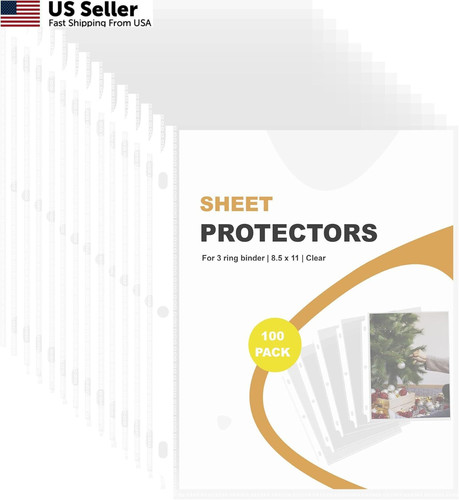 Seashell 100 Pack Clear Sheet Protectors 8.5 x 11 100 Pack(Economy),