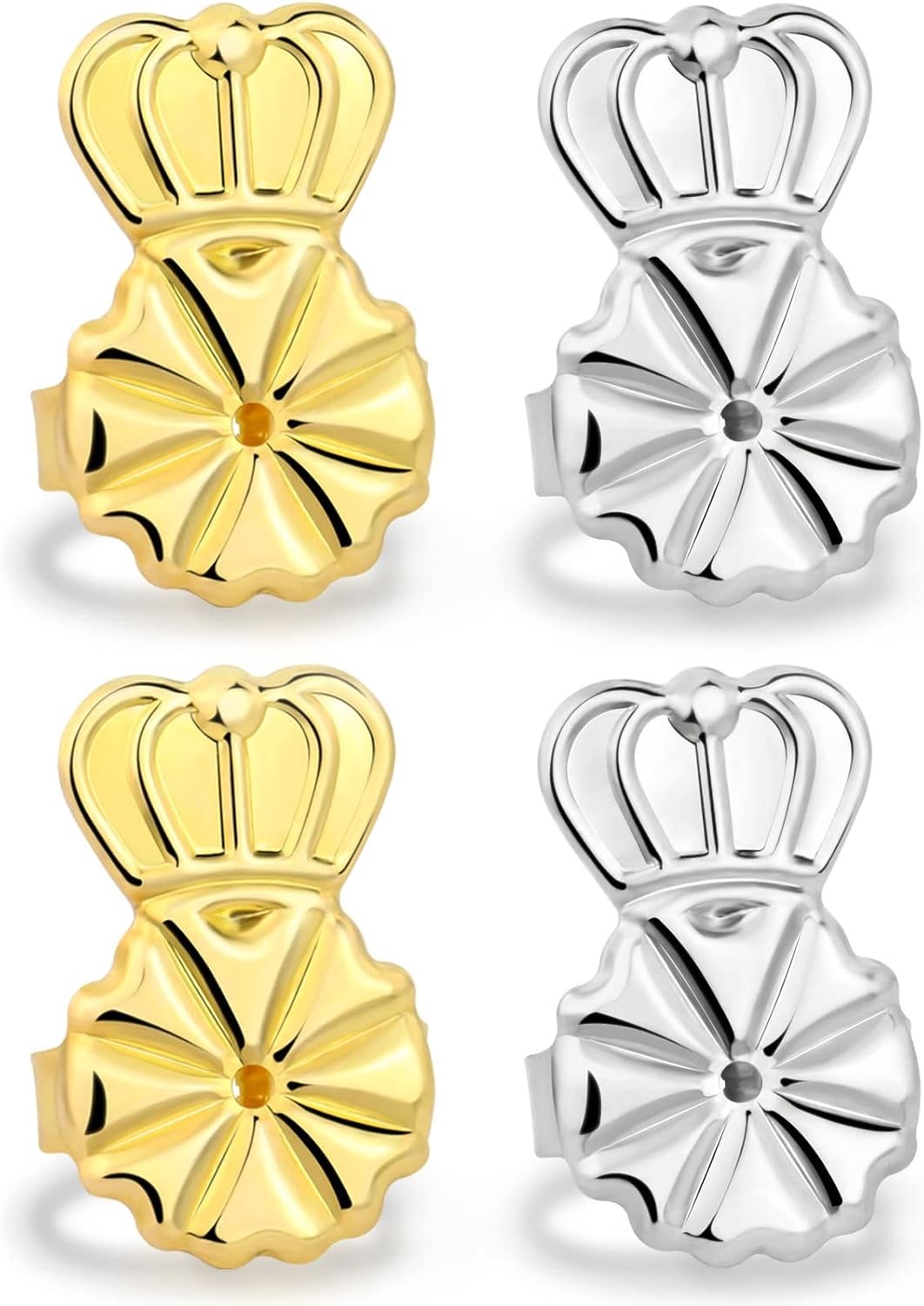 Magic Earring Backs for Droopy Ears, 2 Pairs Adjustable Crown Earring Lifters fo