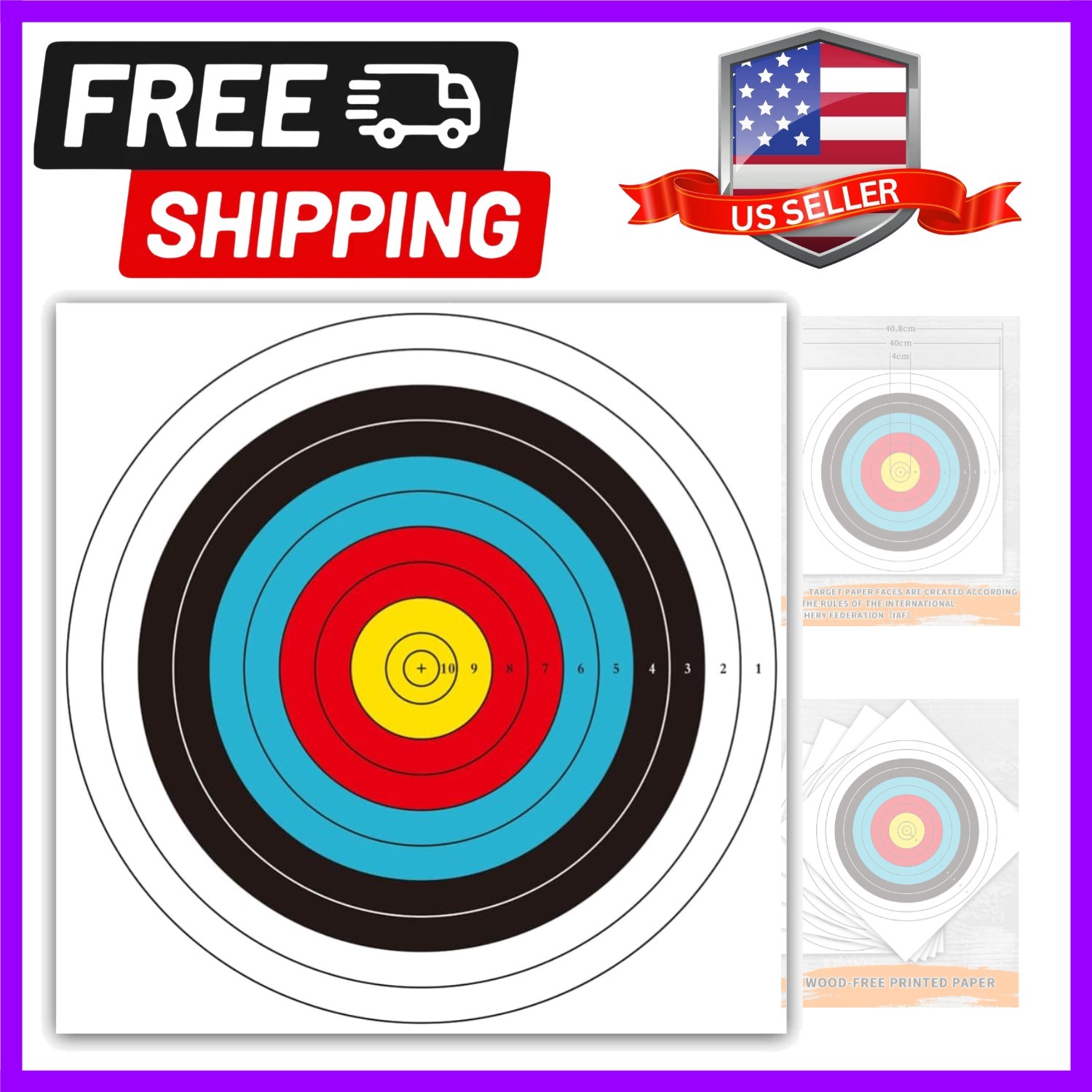 Precision Archery Targets - 40cm Standard 30/50pcs 10-Ring for Backyard Practice