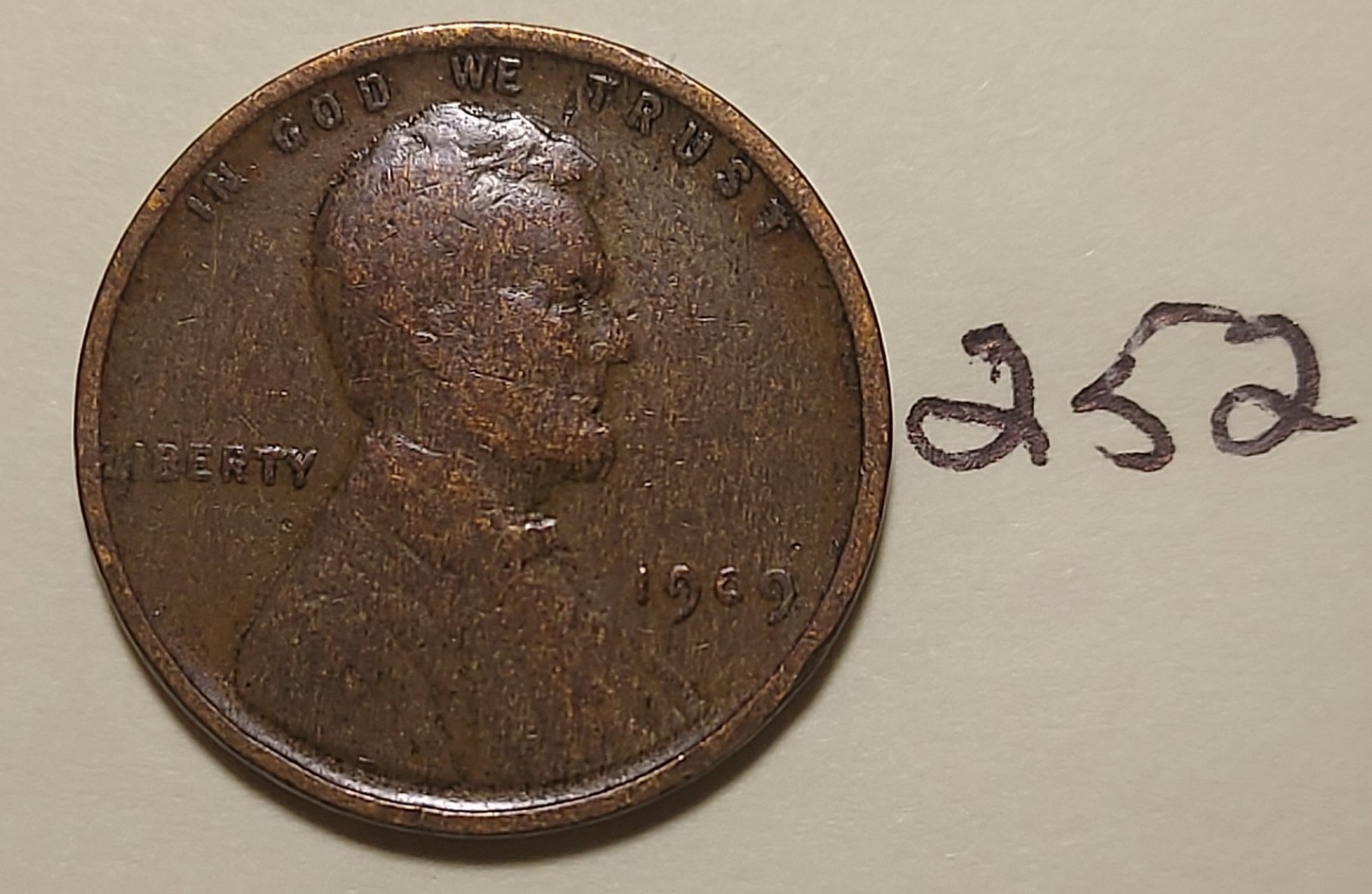 1909 Lincoln Wheat Cent  F  FINE  #252