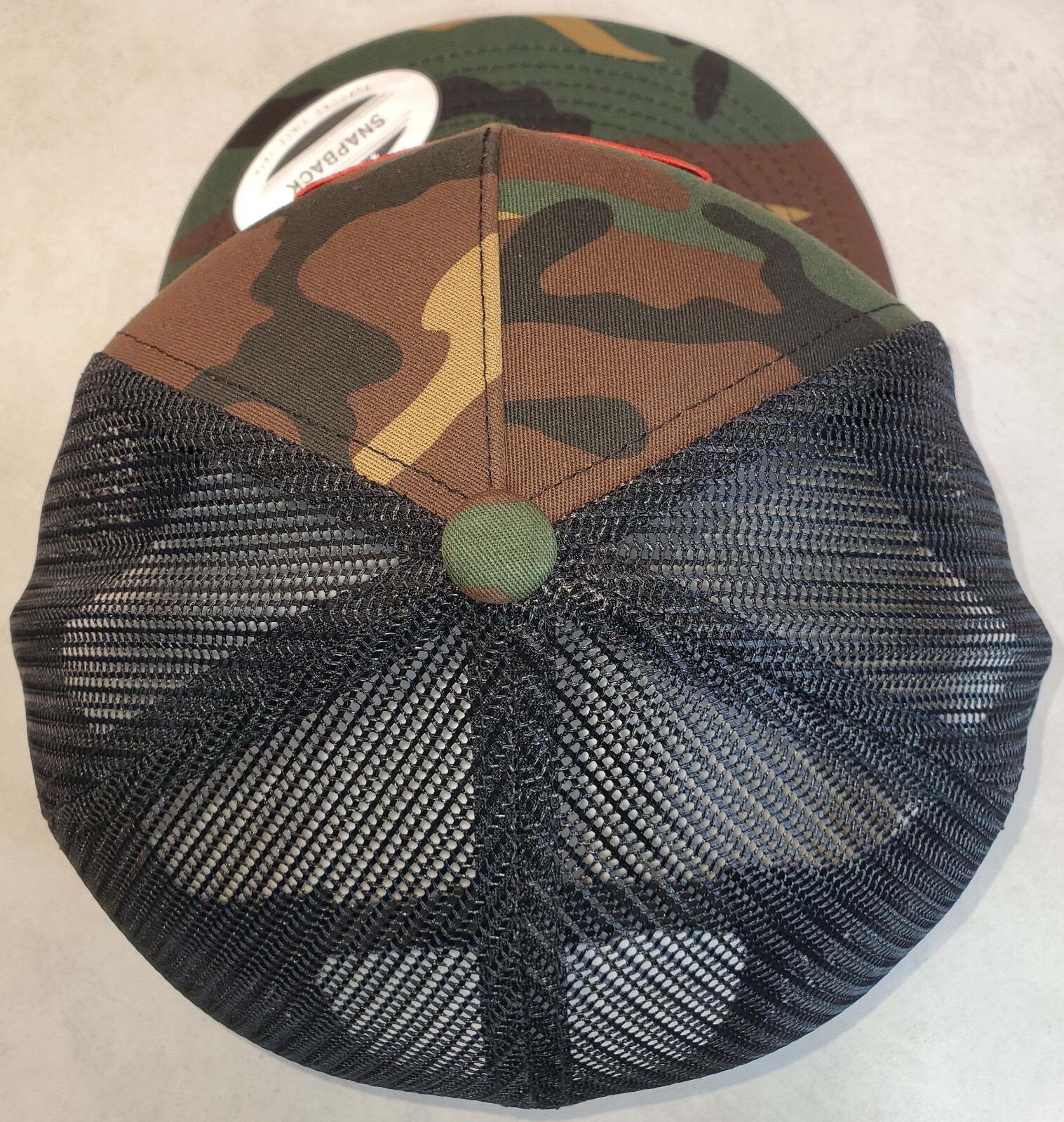 BUSH HOG Patch on Yupoong Trucker Hat/ YP Classic 6006 Snapback Camo/Black