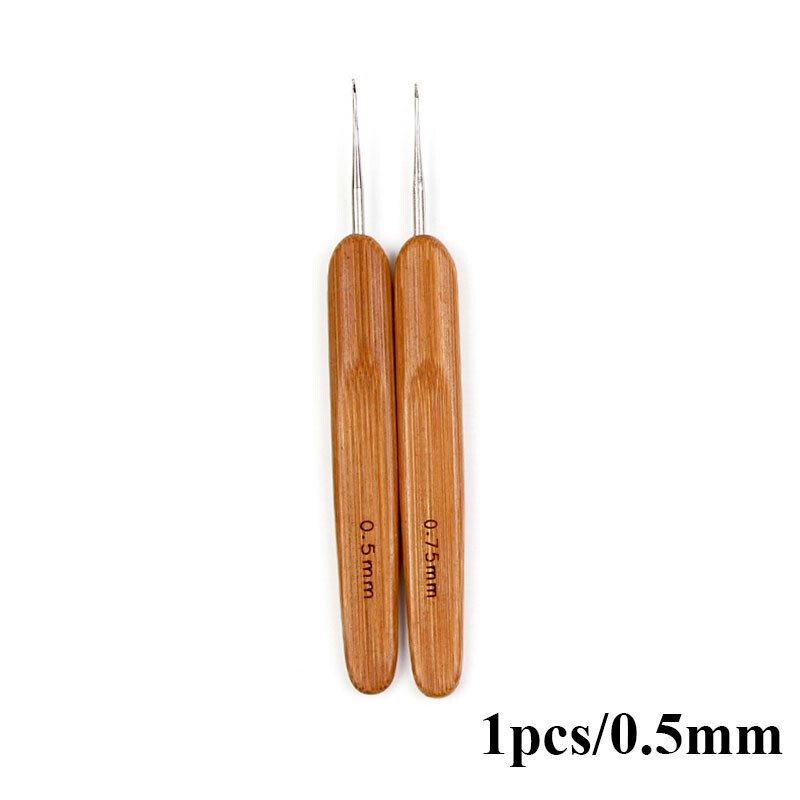 Bamboo Handle Crochet Dreadlock Hook Needle Braiding Hair Making Styling Tool;
