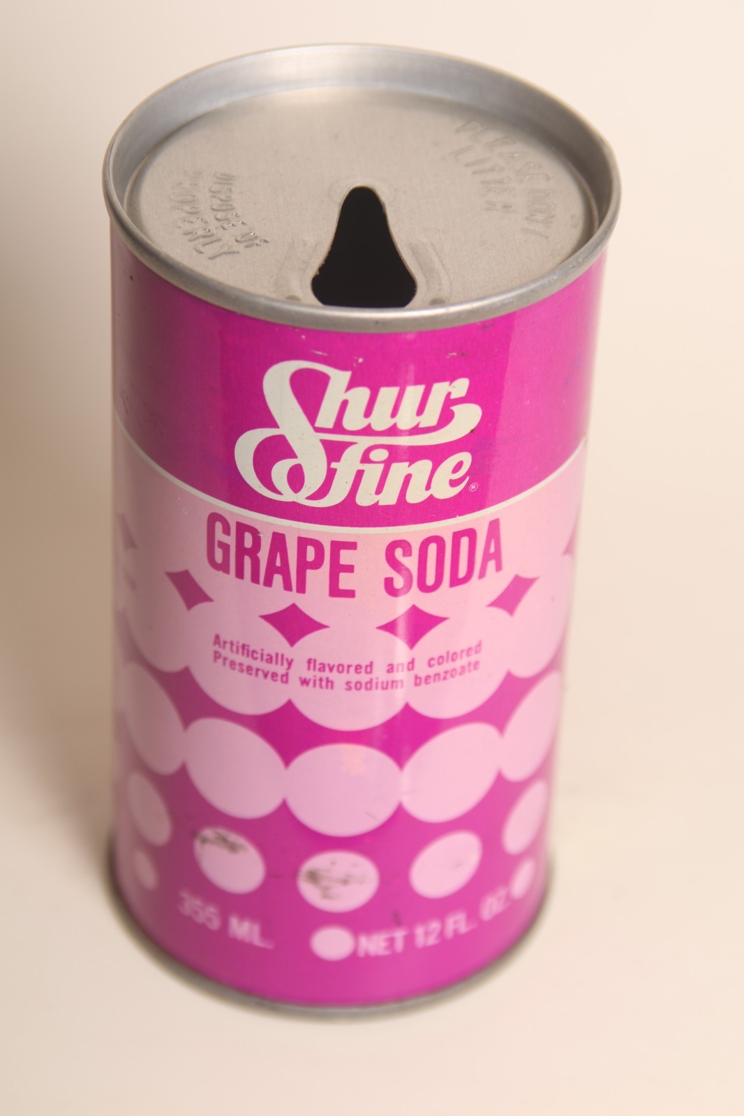 Shur Fine Grape soda can