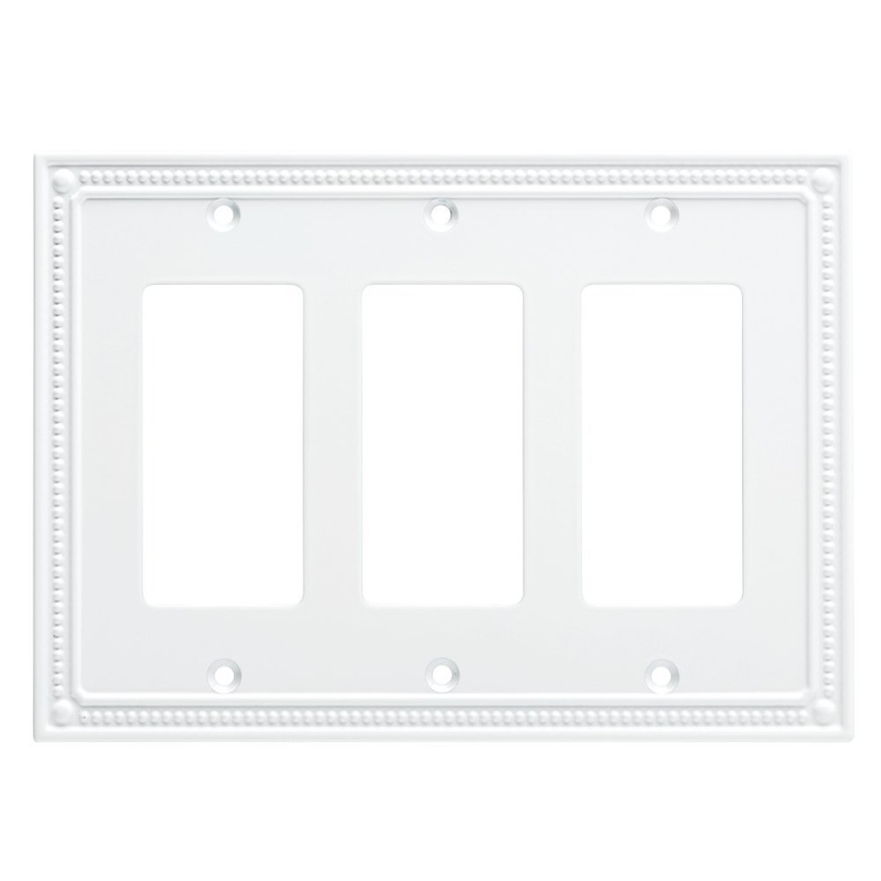 Franklin Brass W35067-PW Pure White Classic Beaded Triple GFCI Cover Plate