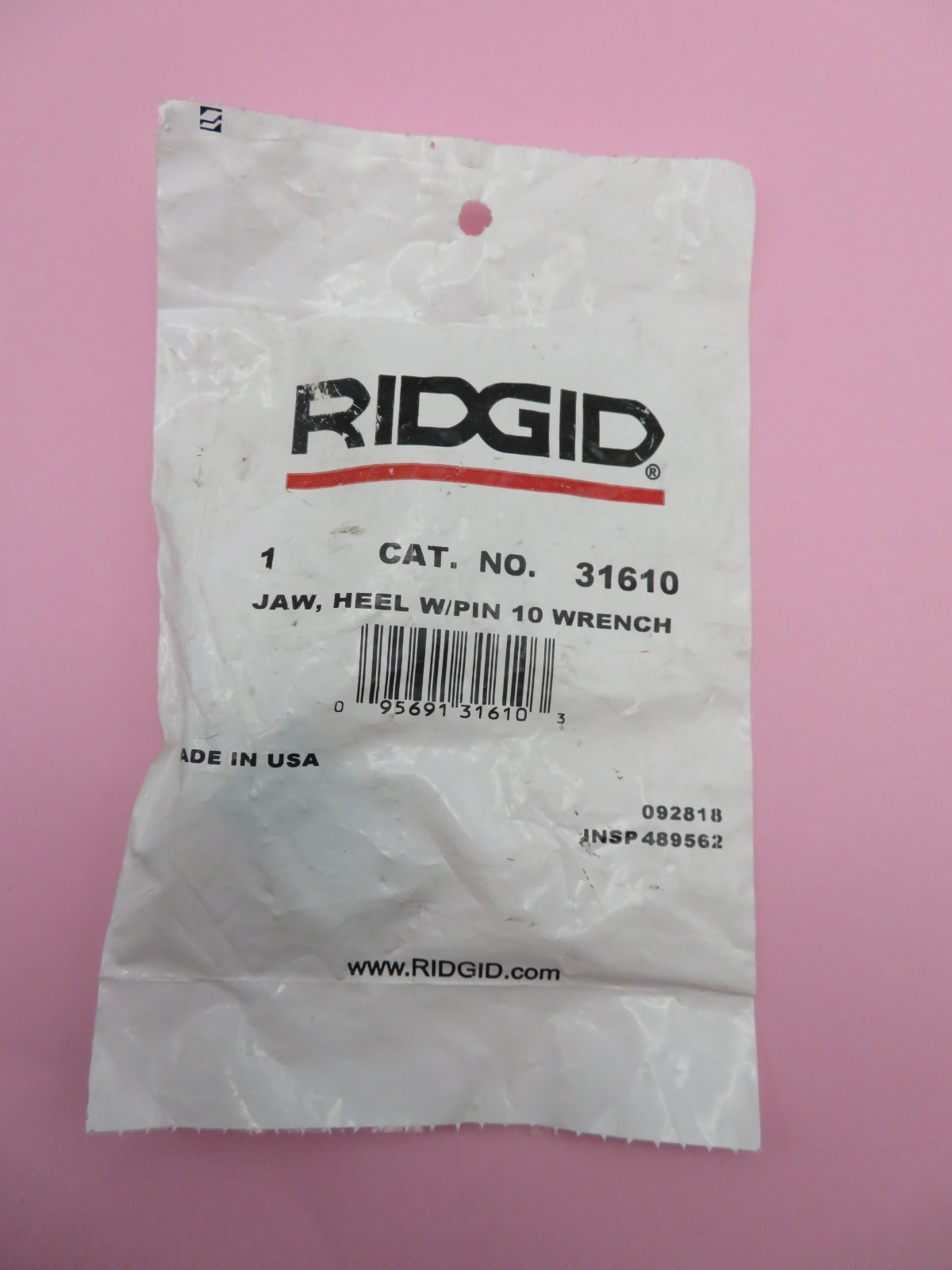 RIDGID 31610 Heel Jaw W/ Pin Assembly for 10"  Pipe Wrench NEW