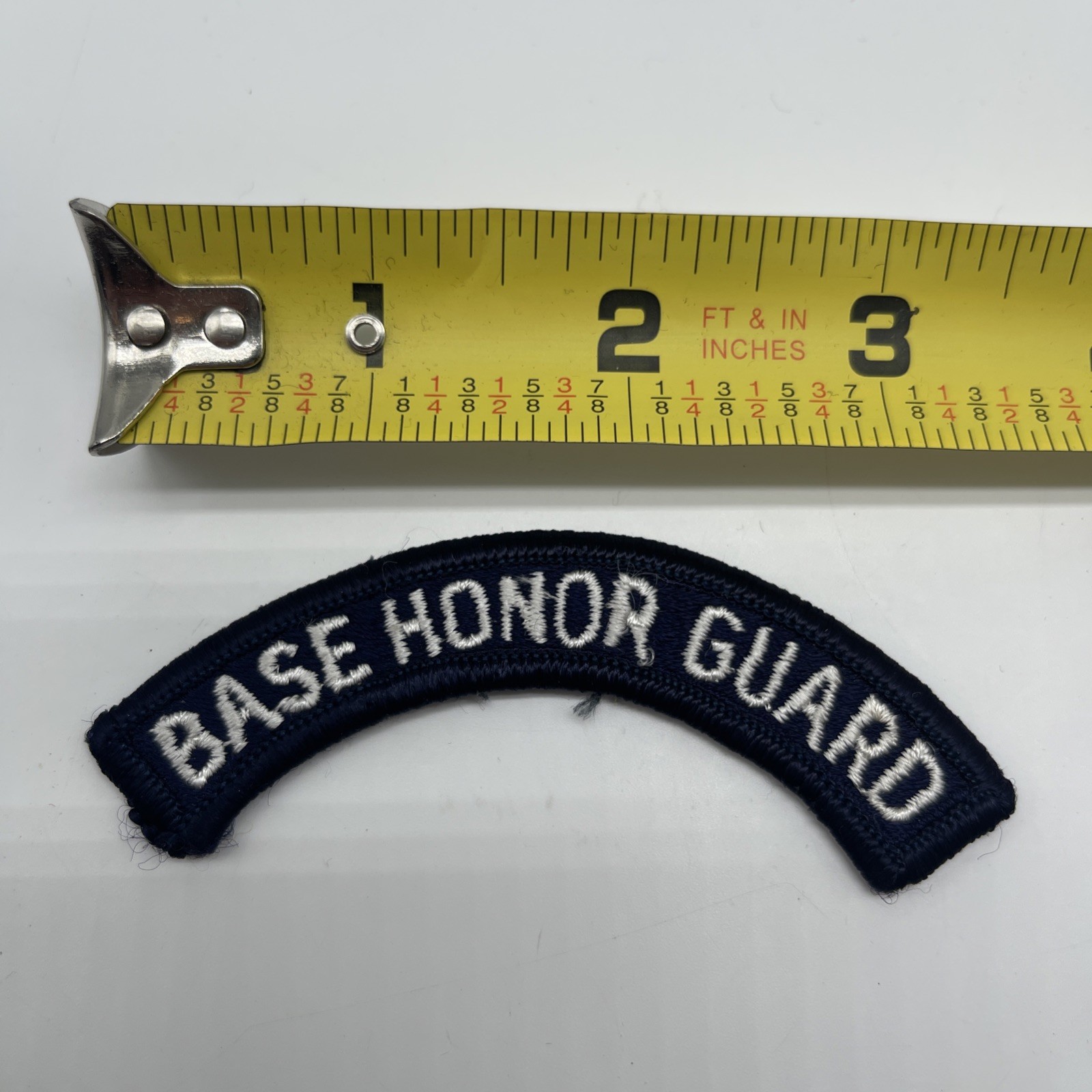 U.S. Military Navy Base Honor Guard Tab Tape Patch Rocker Arc Blue White ~3.5”