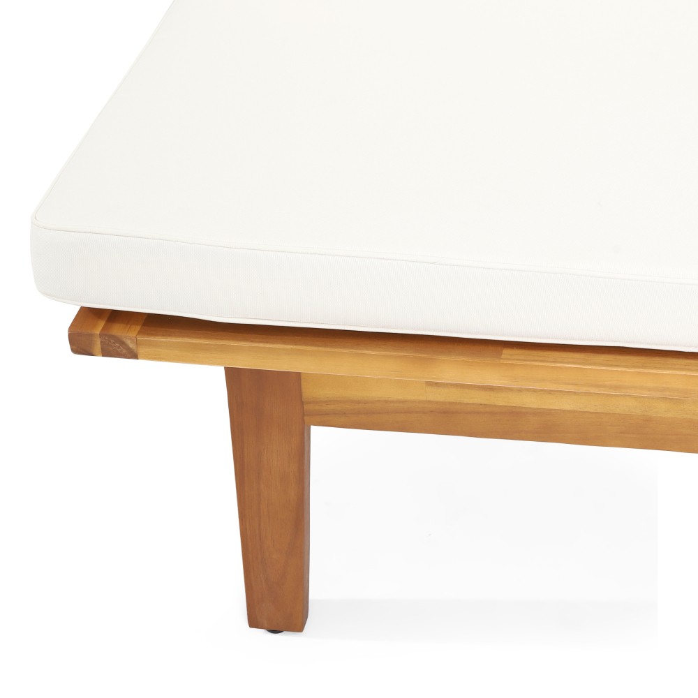 Acacia Wood Daybed w/ Waterproof Cushion, Converts to Bed, Beige