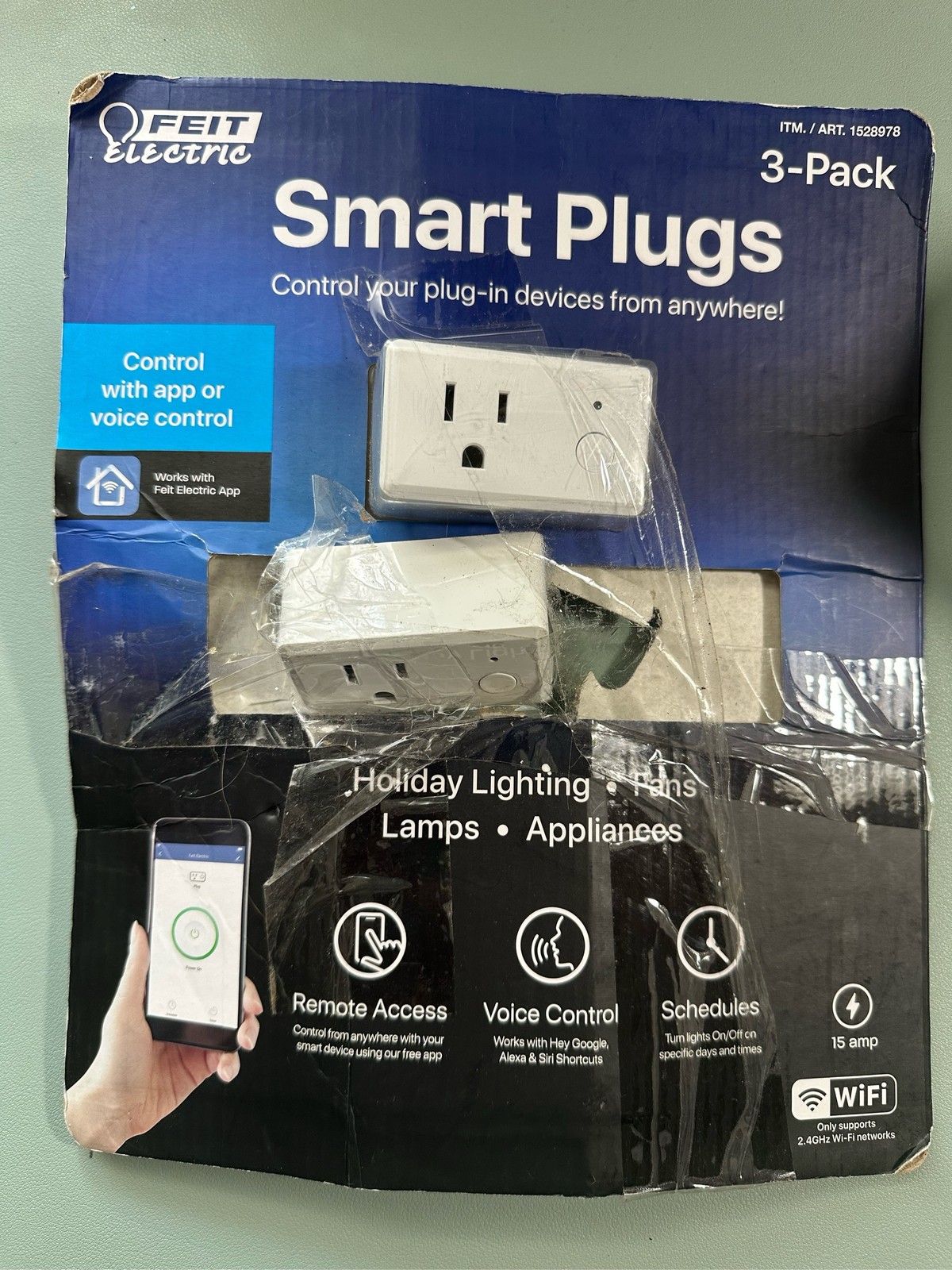 Feit Electric WiFi Smart Plugs 2-Pack 15A Alexa Google Siri 1528978