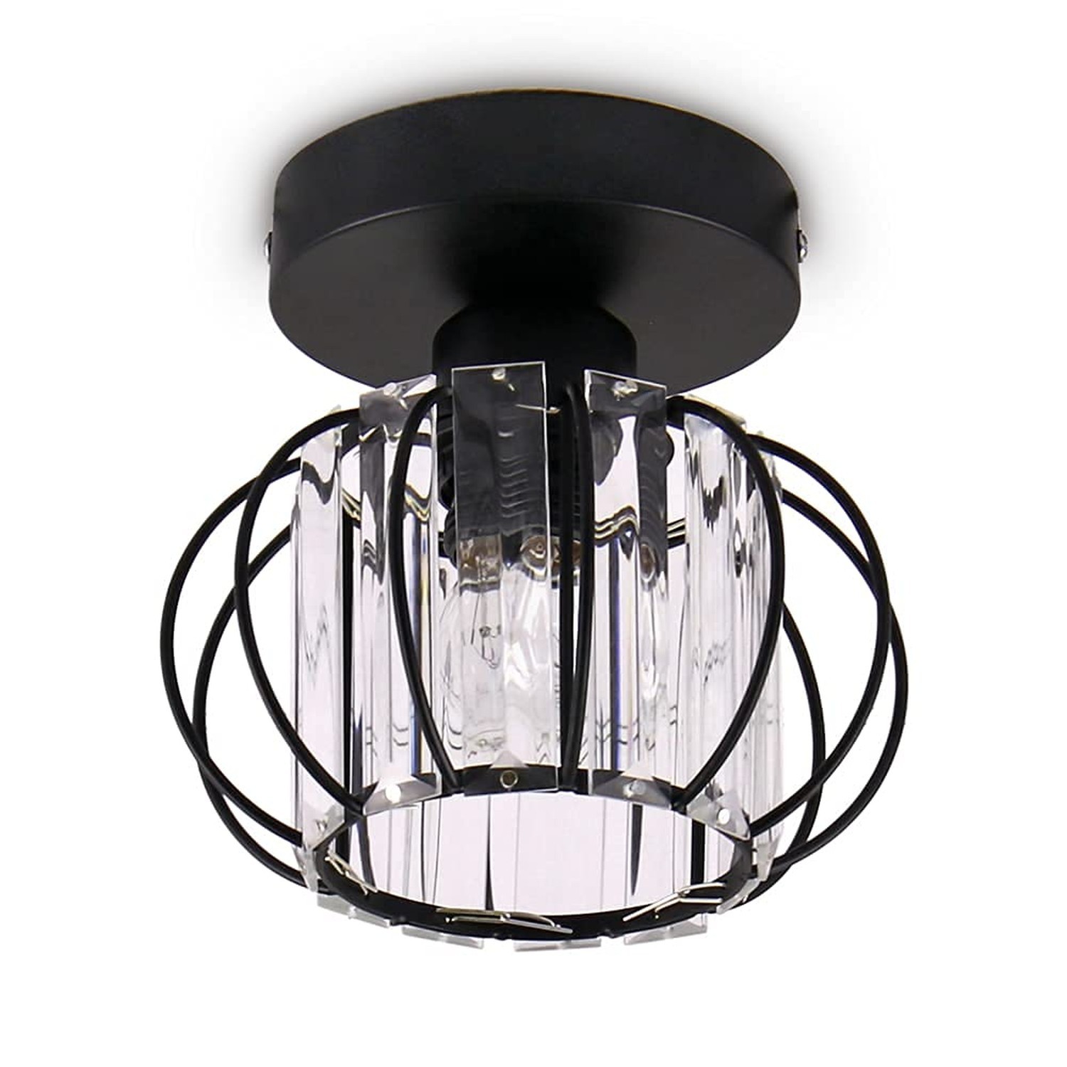 FRIXCHUR Black Modern Semi Flush Mount Ceiling Light Fixture Ceiling Light Sh...