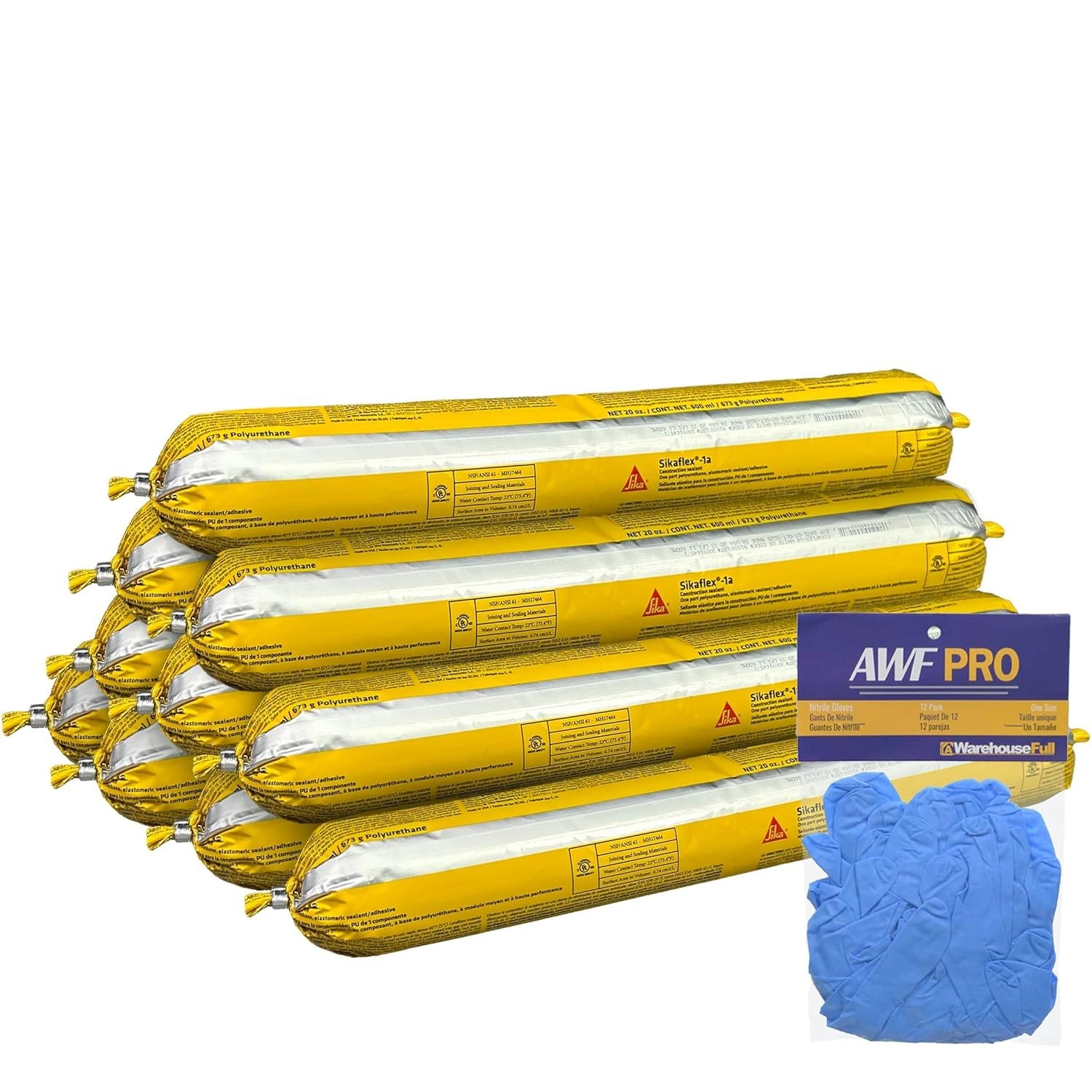 20 oz Sausage with AWF PRO Gloves – Aluminum Gray, Pack of 10 – Non Sag, Polyure