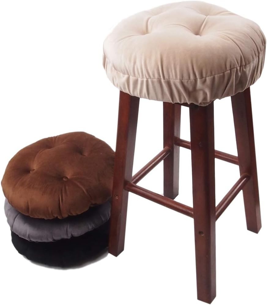 Soft Velvet 12" Round Stool Cushion with Non-Slip Backing - Machine Washable
