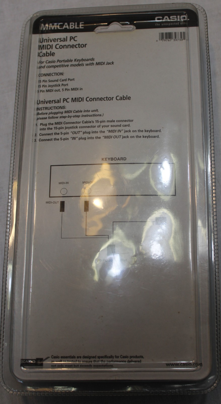 Casio MMCABLE Universal PC MIDI Connector Cable For Keyboards Sealed NOS