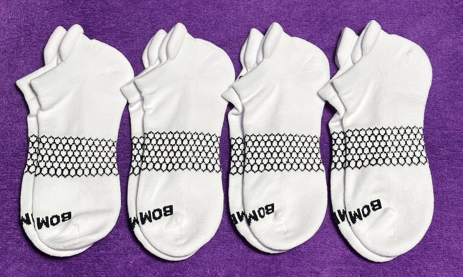 Bombas 4-Pack Ankle Socks White Unisex Socks Size Large NWT