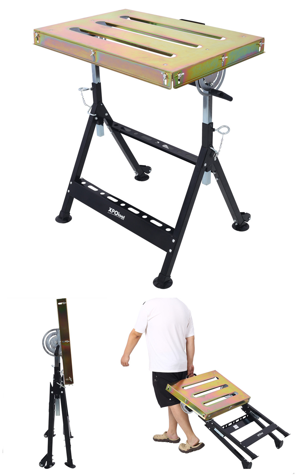 Foldable Steel Welding Table 30"x20" Adjustable Angle & Height 400lbs Capacity