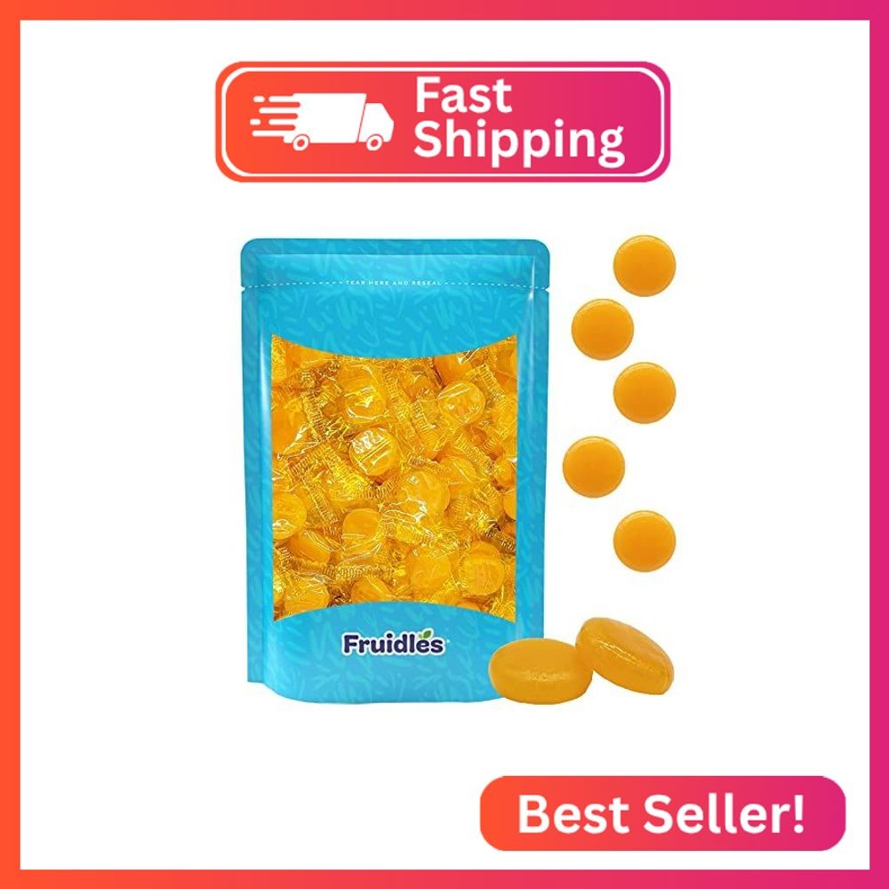 The Dreidel Company Butterscotch Button Round Hard Candy, 40 Individually Wrappe