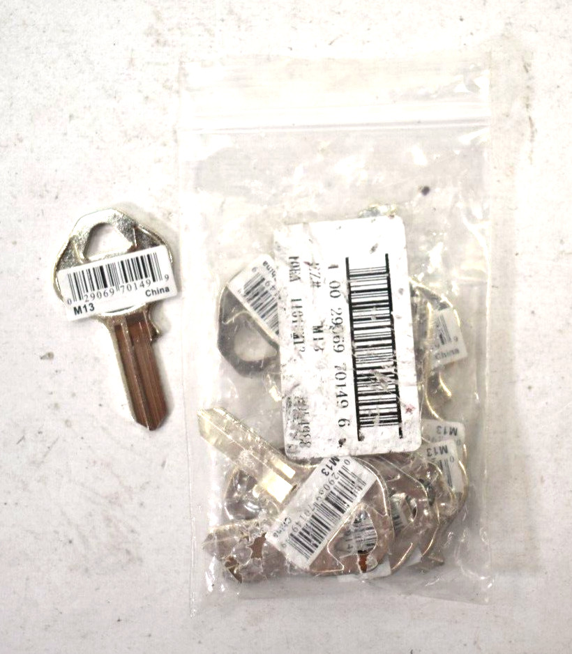 Lot of 10 Hy Ko Key Blanks Brass Nickel Finish 11010M13 M13 For Home Office Use