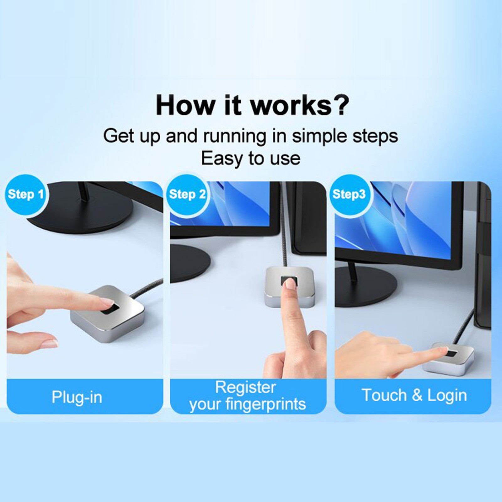USB Fingerprint Reader Fast Recognition For PC 10 11 Easy To Use AP9