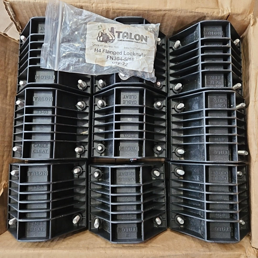 (Box of 9) Talon T3-03-F1H4R00-000 Cable Cleats With 72 H4 Flanged Locknuts