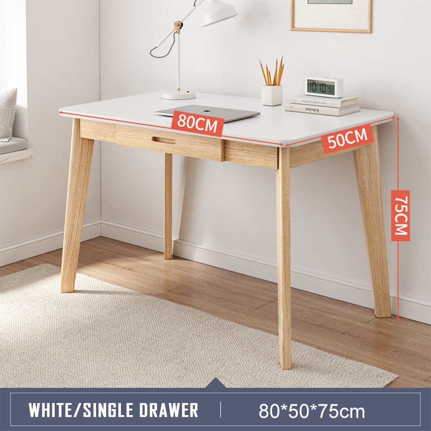 IOTXY Solid Wood Writing Desk - Home Office Laptop Computer Table, White | No...