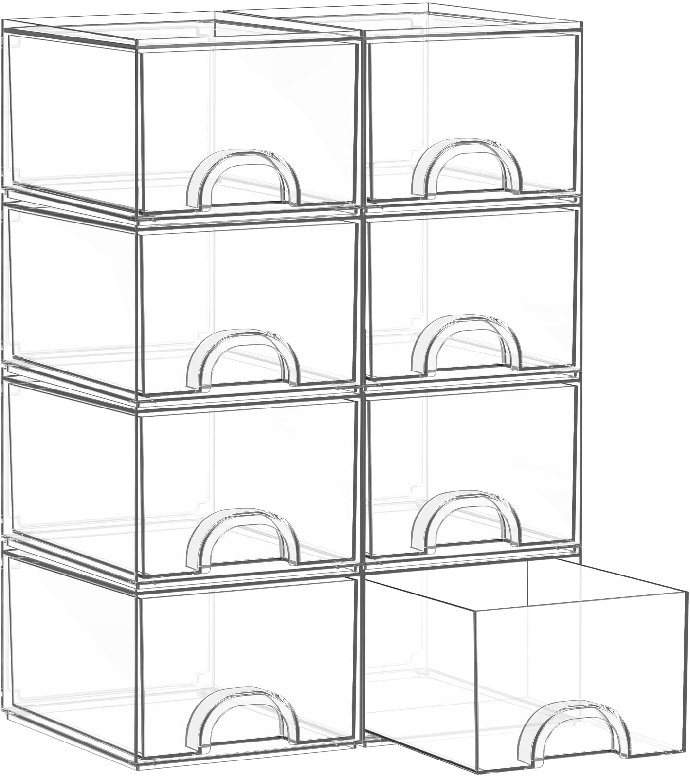 8 Pack Small Clear Stackable Acrylic Storage Boxes for Art Tool & Sketch, Sto...