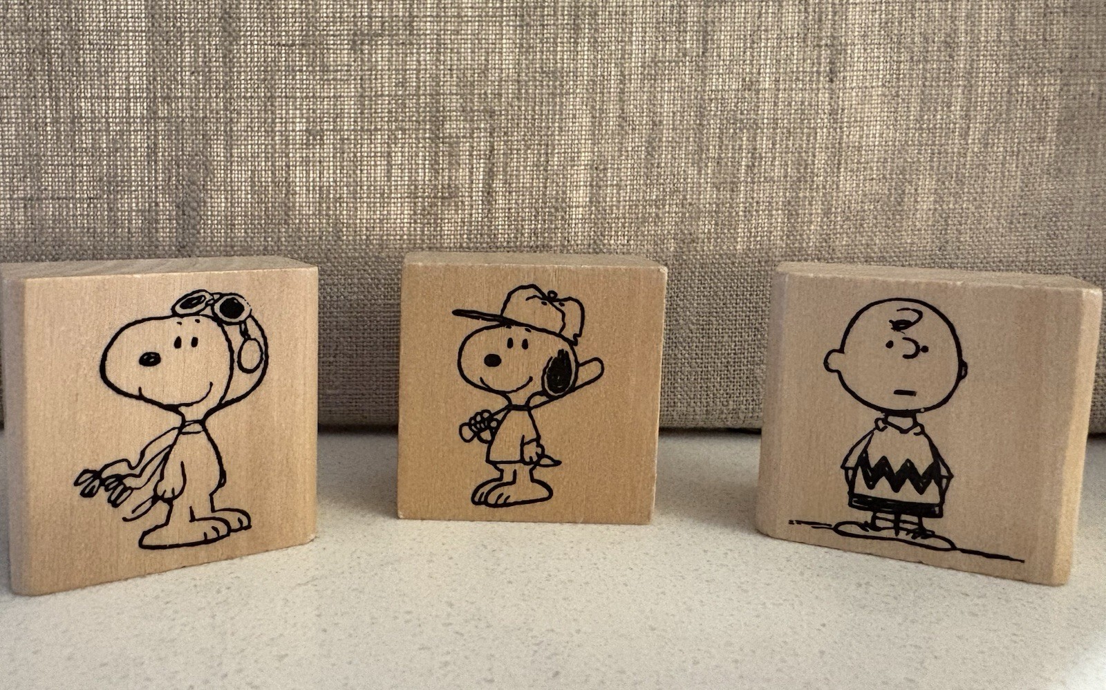 ( Set Of 3) Snoopy Wood-Mounted Rubber Stamps