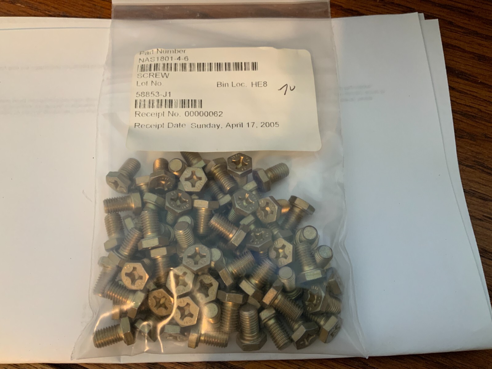 (70) NAS1801-4-6 Hex Head Philips Bolt 1/4”   13/16 Length