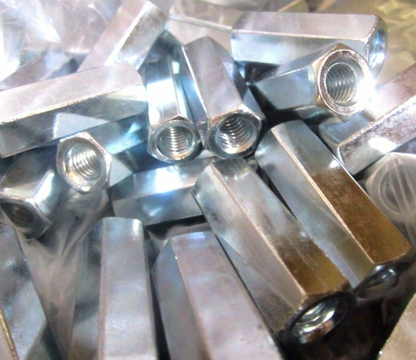 100 Hex Rod Coupling Nuts 3/8-16 X 1 3/4 Threaded Rod Connectors Zinc