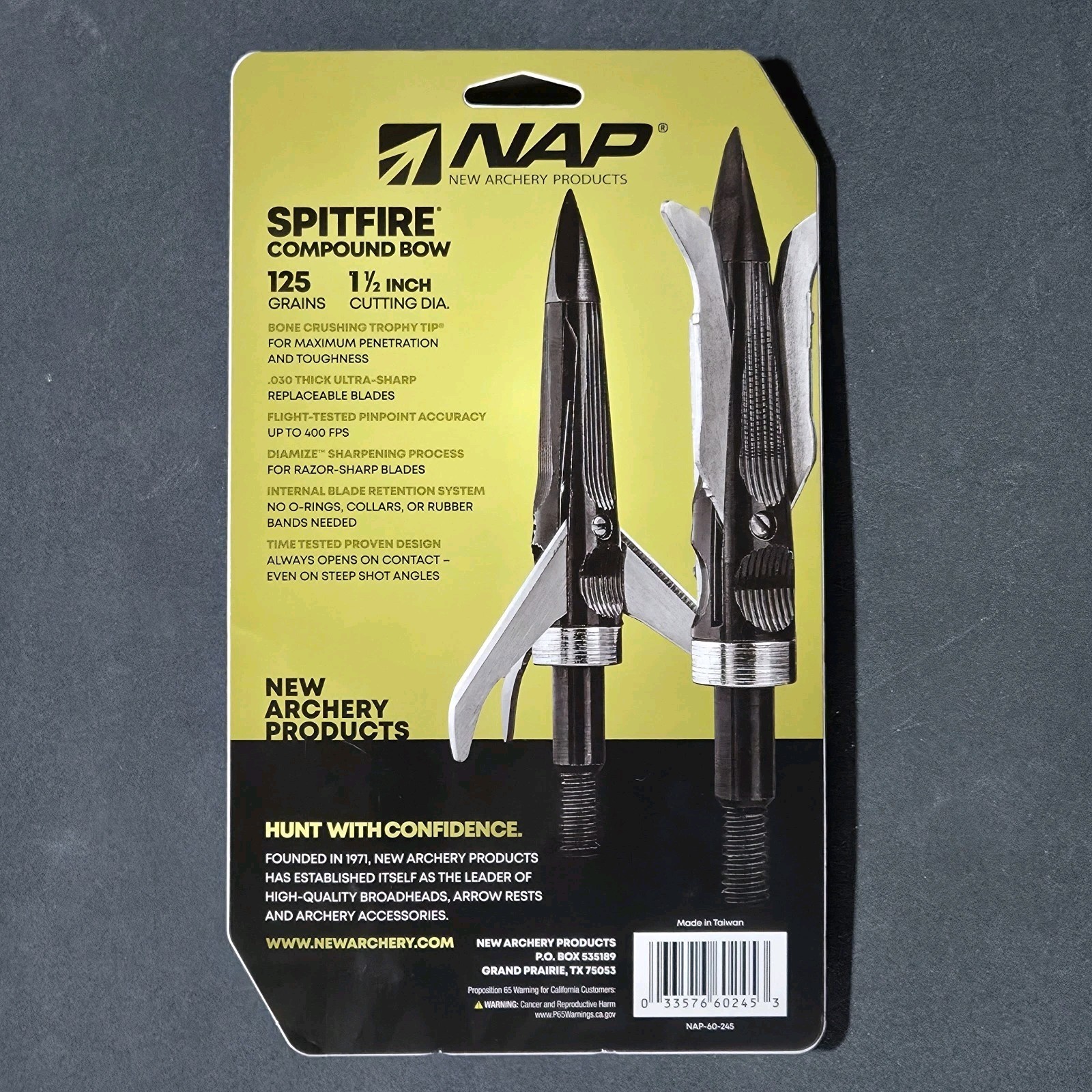 NAP Spitfire Compound Bow Mechanical Broadhead 125 Grains 3 Pack Arrowheads