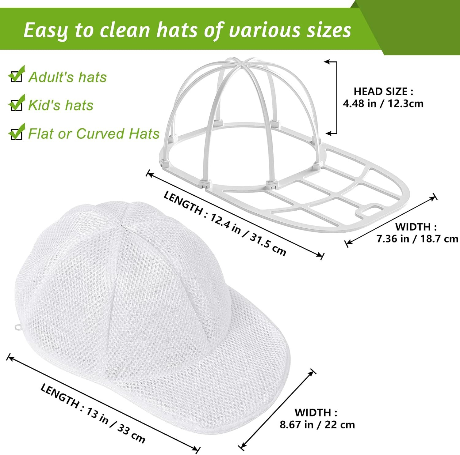 Hat Washer Cage, Hat Washer for Baseball Caps for Washing Machine or Dishwasher,