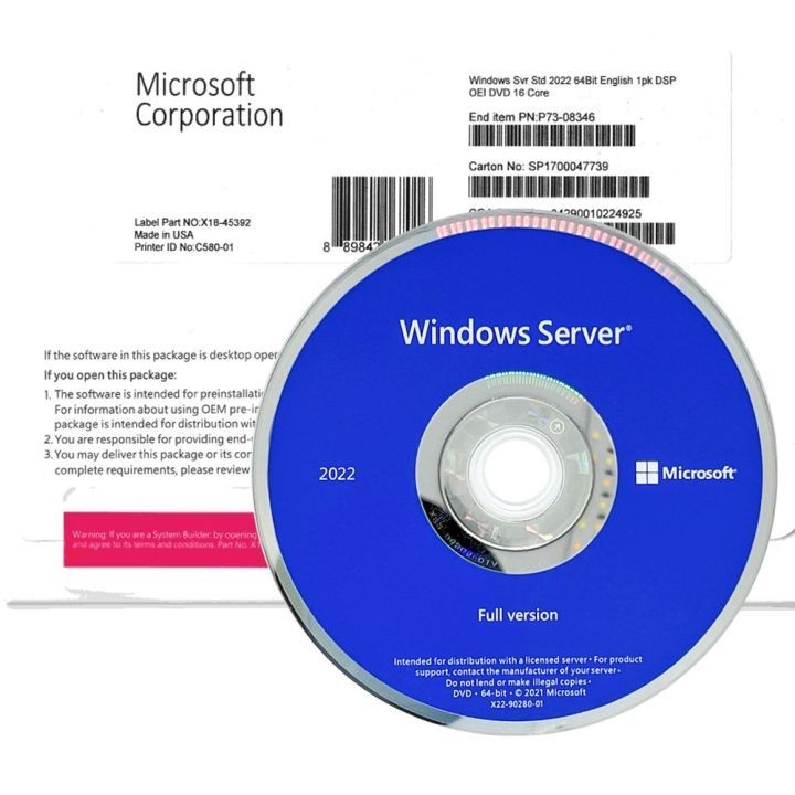 Windows Server 2022 Standard 64-bit License & DVD 16 Core sealed
