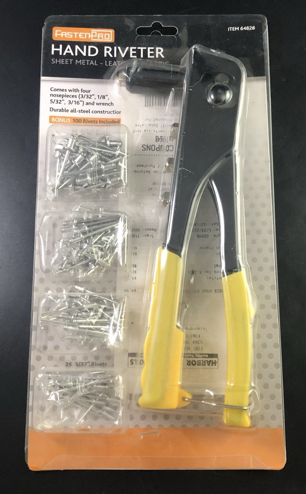 FastenPro Hand Riveter with 4 sizes Rivets - sheet metal leather plastic Vi06