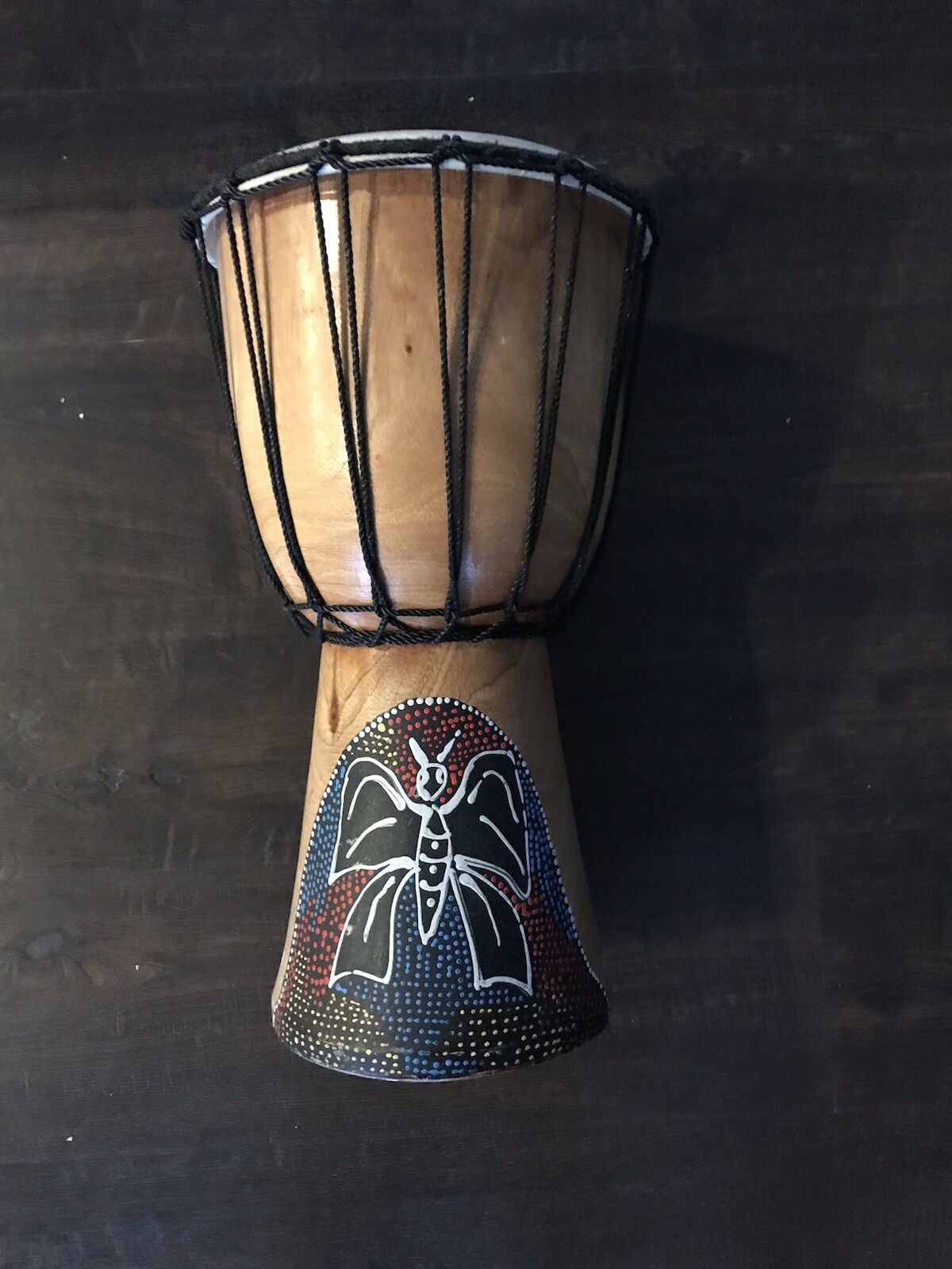 DECORATIVE DJEMBE HAND DRUM  15 " Hand Painted Butterfly Decoration