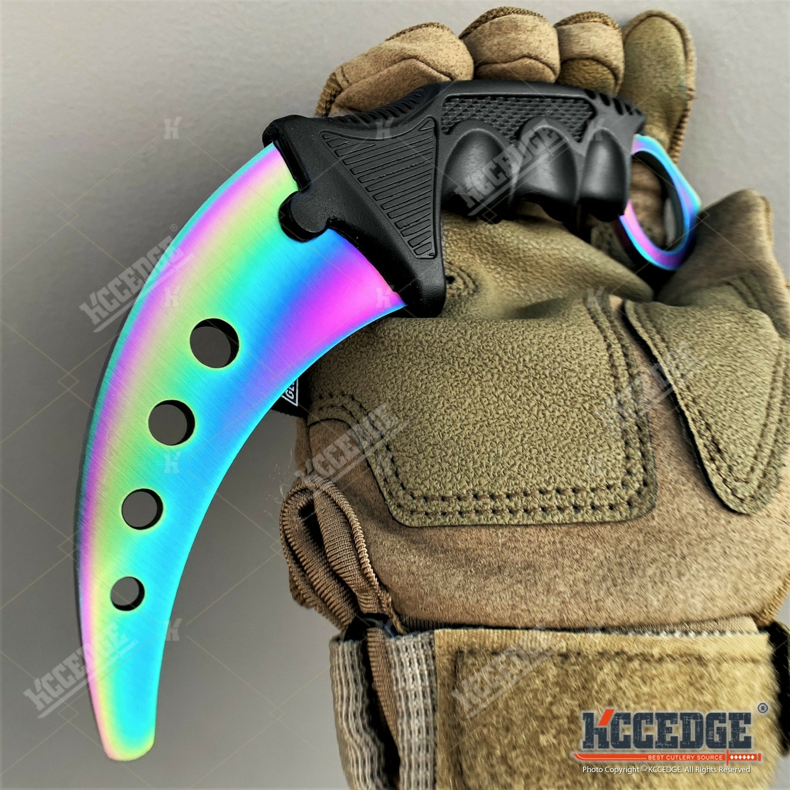 7.5" Fixed Blade Knife FULL METAL TRAINING KARAMBIT with DULL EDGE
