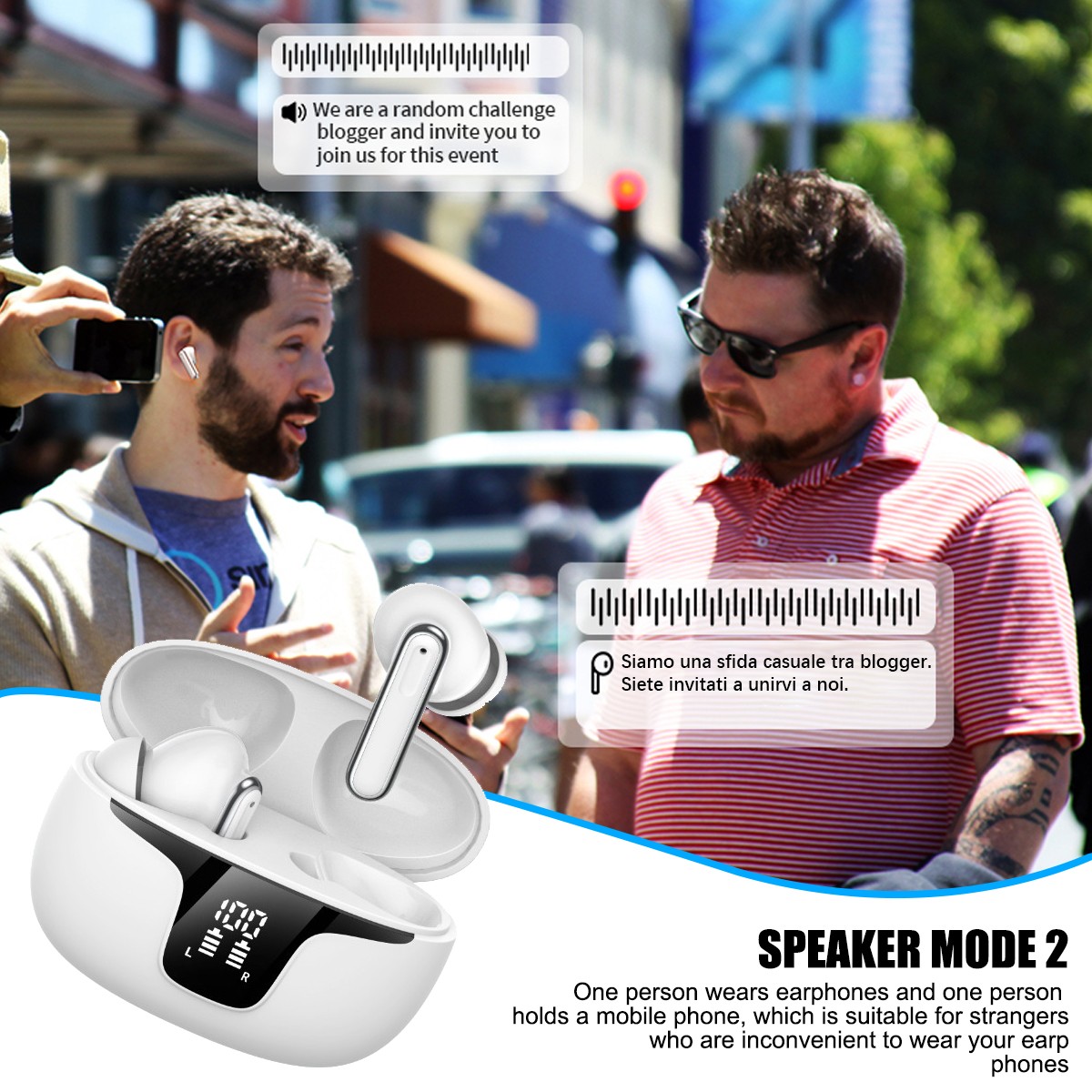 150 Language Translator Earbuds High Accuracy Wireless Bluetooth 5.3 Two Way ..