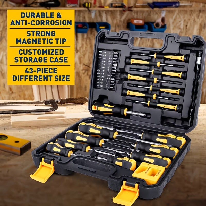 43 pcs magnetic screwdriver set with magnetizing and demagnetizing tools - inter