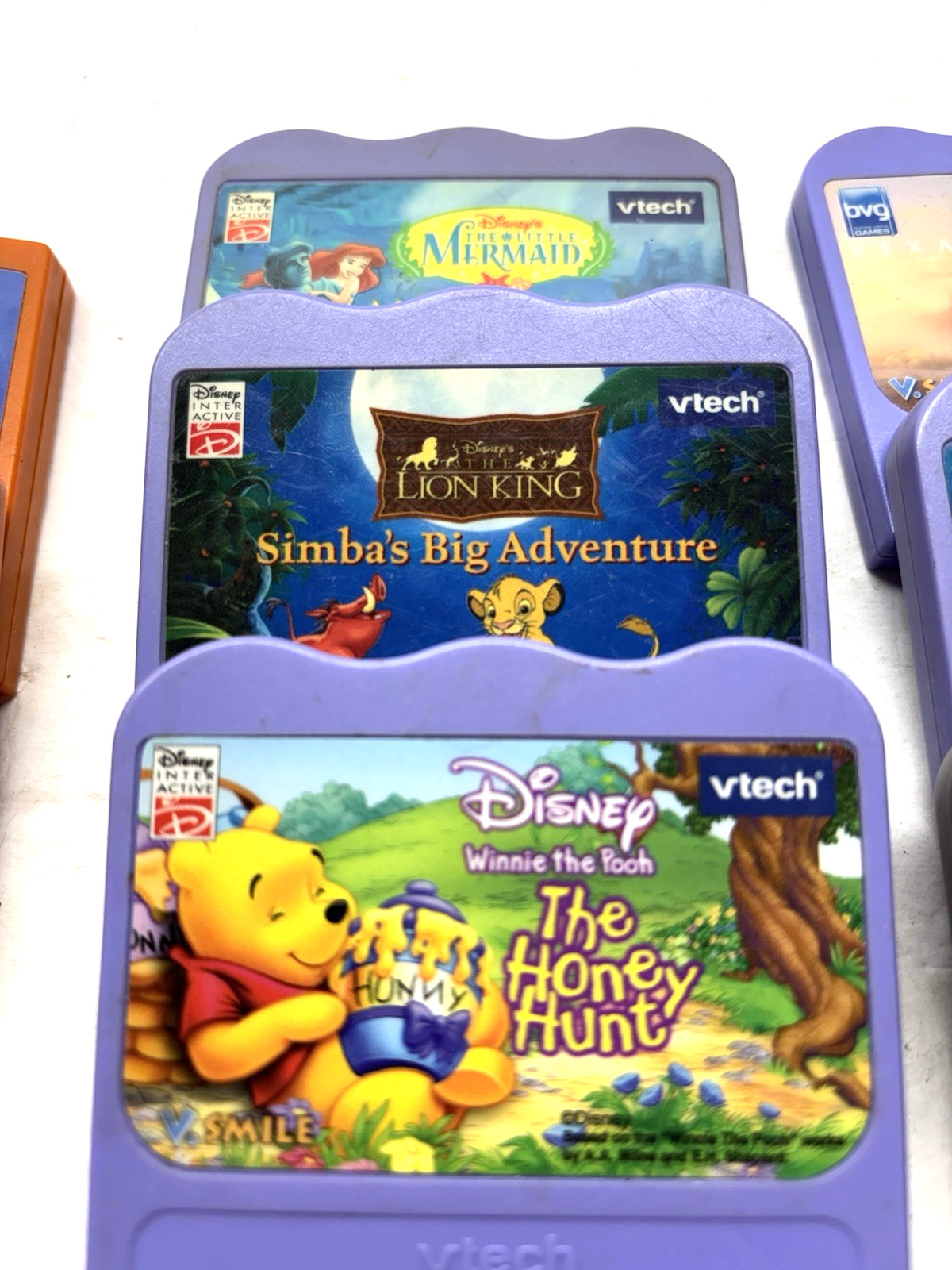 VTech VSmile System Cartridges Learning Games Set 8 Pooh Mermaid Lion King Dora