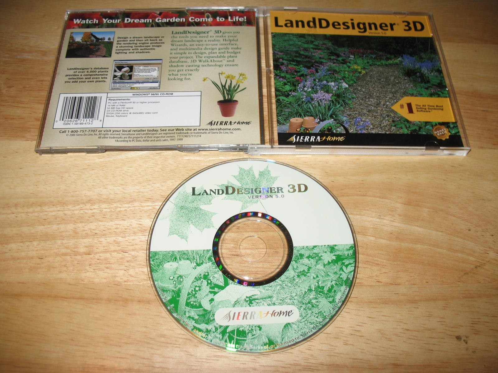 LandDesigner 3D Version 5.0 PC CD-ROM 2000 Sierra Windows 95/98 Land Designer