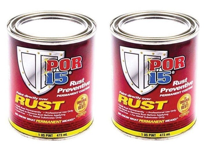 POR-15 (GLOSS BLACK) Rust Preventive Paint Pint #45008 16oz (2 Pack)