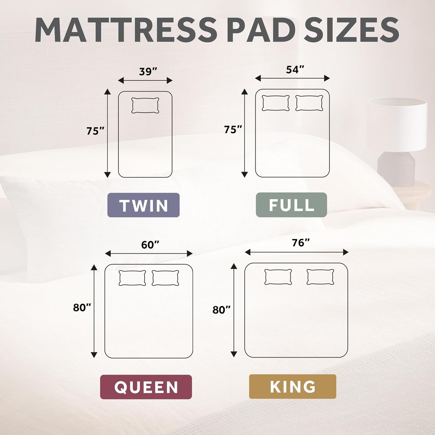 Sunbeam Electric Restful Heated Mattress Pad, 12 Heat Settings, Twin, White